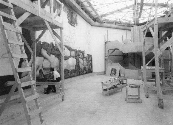 1965 Pintando mural Presencia de America Latina en Pinacoteca - Jorge Gonzalez